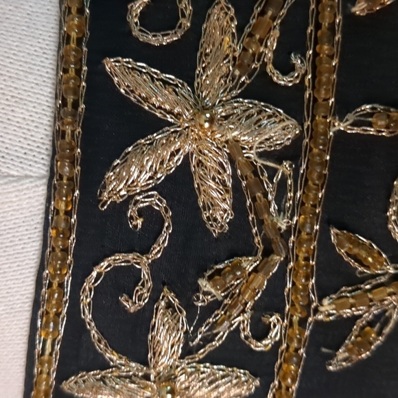 VINTAGE BEADED SILK Bolero jacket - Picture 5 of 10